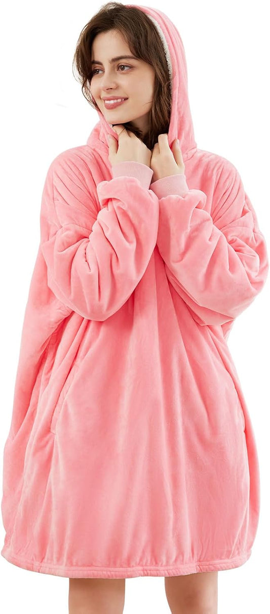 Blanket Hoodie,Oversized Wearable Sherpa Fleece Blanket Sweatshirt,Super Soft Warm Cozy with Giant Pocket,Gifts for Women Men Adults Teenagers Kids, One Size Fits All